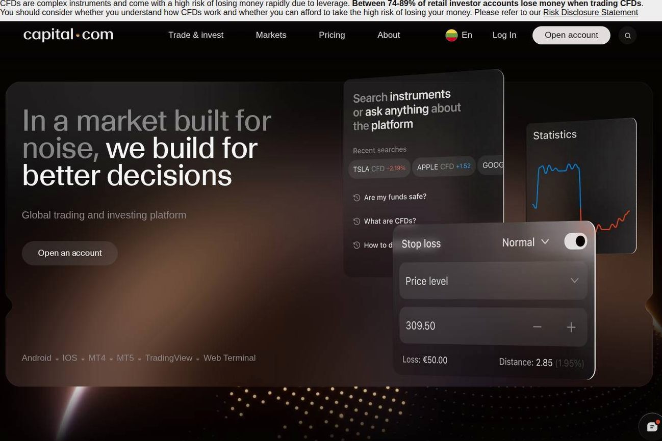 Screenshot of the Capital.com website