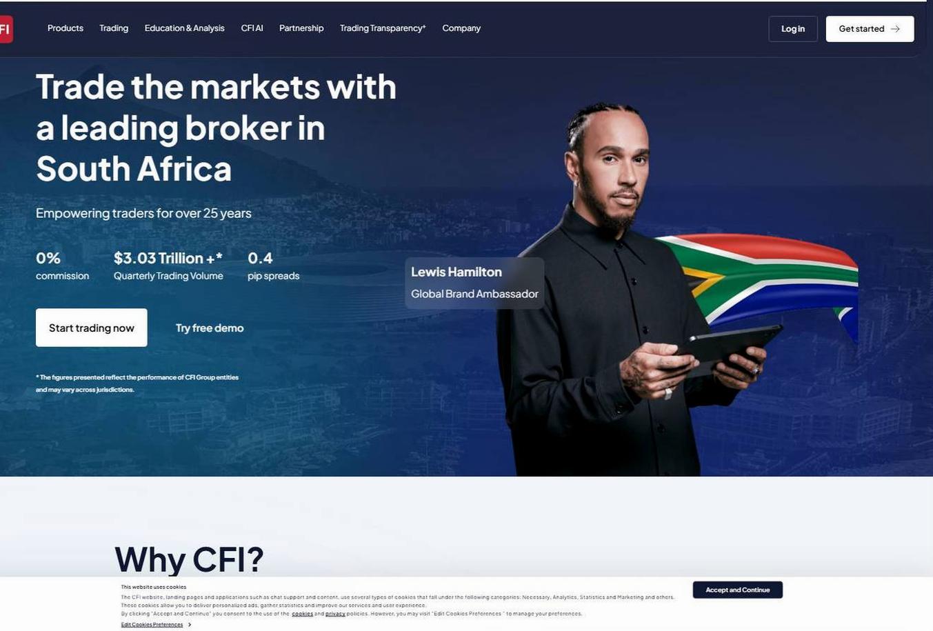 Screenshot of the CFI website