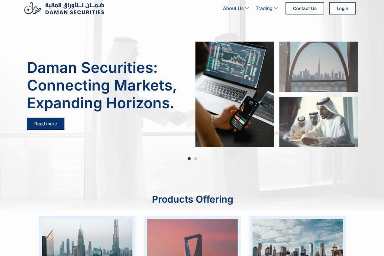 Screenshot of the Daman Securities website