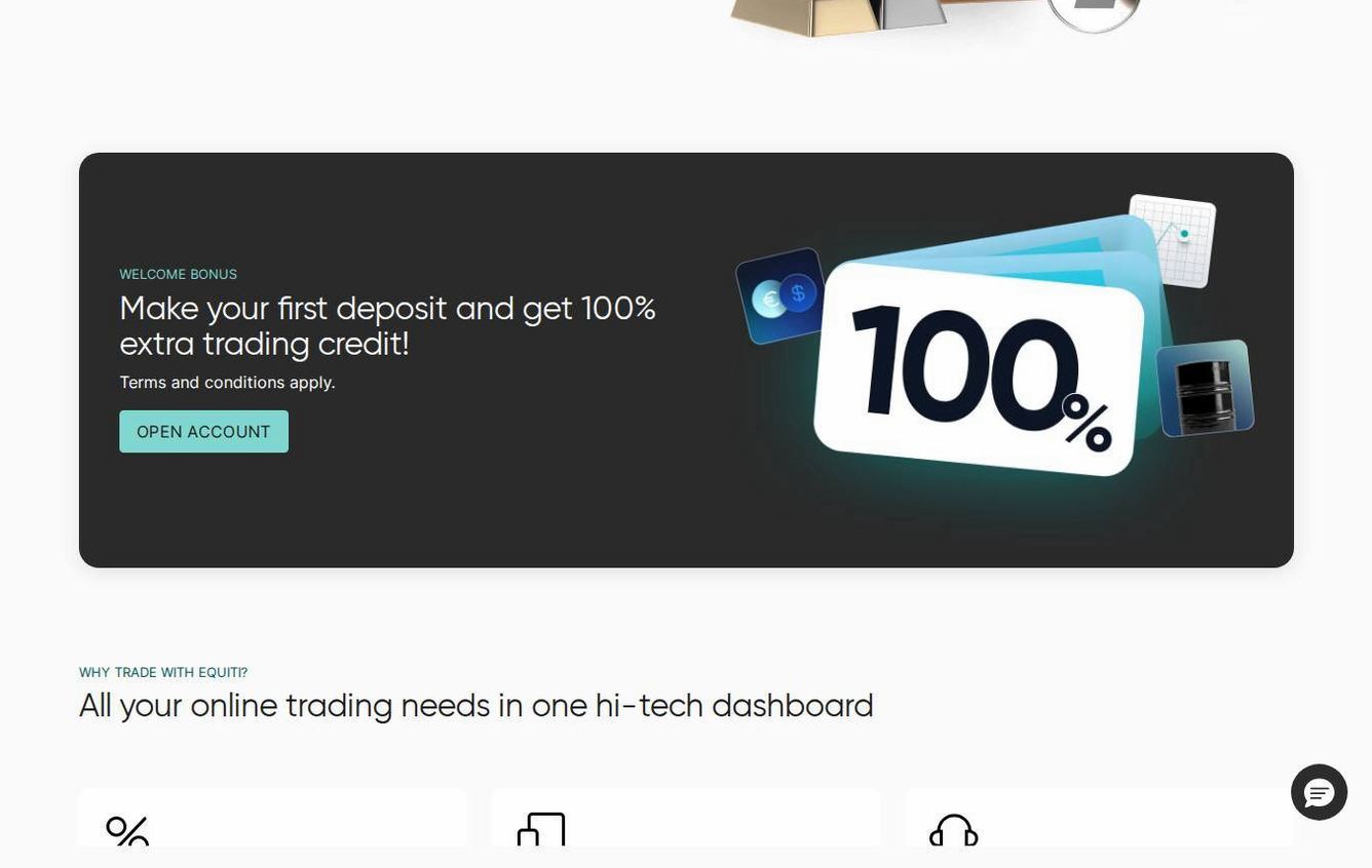 Screenshot of the Equiti website