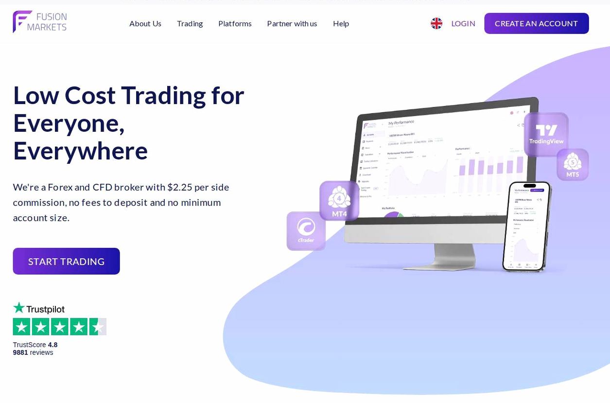 Screenshot of the Fusion Markets website