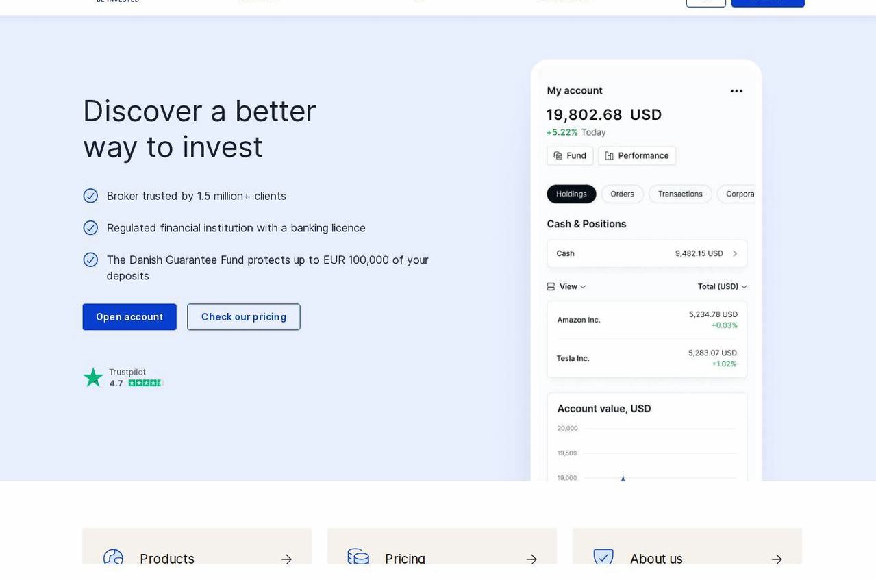 Screenshot of the Saxo Bank website