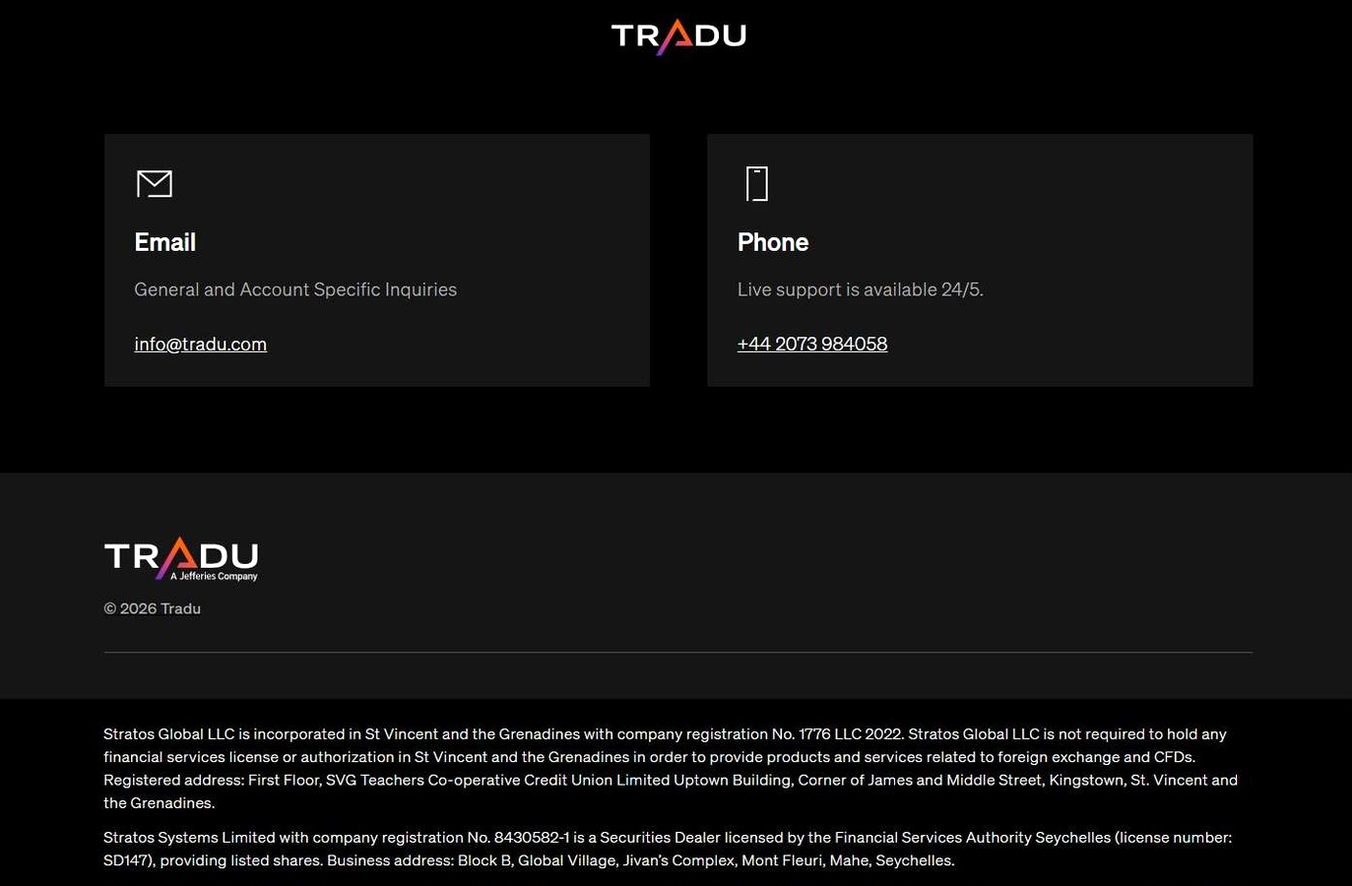 Screenshot of the Tradu website